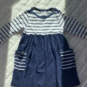 Hanna Andersson Navy and White Striped Casual Dress